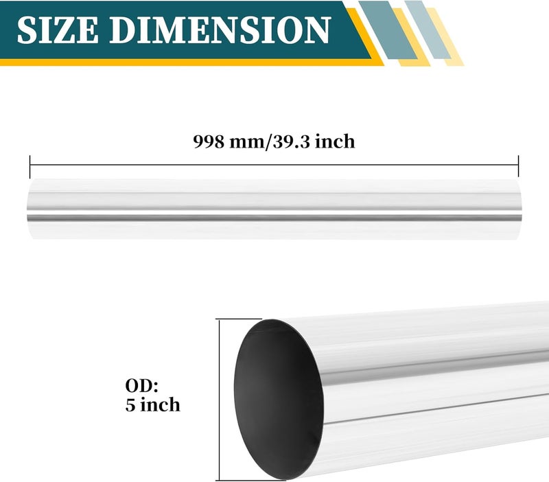 STMGW 5 Inch Straight DIY Custom Mandrel Exhaust Pipe Tube Pipe, 39.3 Inch Length, 5'' OD Mandrel Straight Pipe, T304 Stainless Steel, Universal Fitment - Image 4